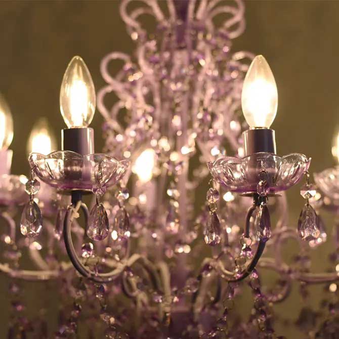 シャンデリア LED 8灯 ラベンダー 引掛シーリング取付 かわいい
