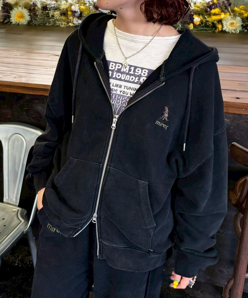 m:rex】ミニ恐竜刺しゅうフードZIPパーカー｜DOUBLE NAME ダブルネーム