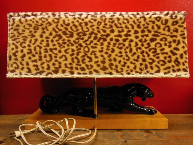 1950'S ROYAL HAEGER BLACK PANTHER/LEOPARD SHADE LAMP/1/ブラック