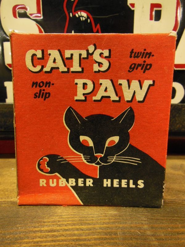 NOS CAT'S PAW RUBBER HEELS/PITCHED/7-8/9-10/10-11/BLACK/箱入デッド