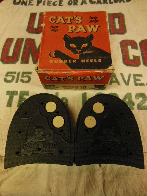 NOS CAT'S PAW RUBBER HEELS/WHOLE/9-10/NEUTRAL/箱入デッドストック