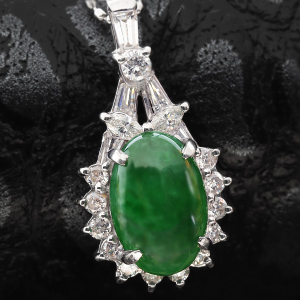 限定1本 K18WG 2.44ct翡翠 0.52ctダイヤモンド ペンダントトップ