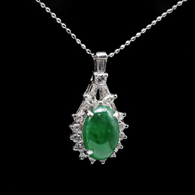 限定1本 K18WG 2.44ct翡翠 0.52ctダイヤモンド ペンダントトップ