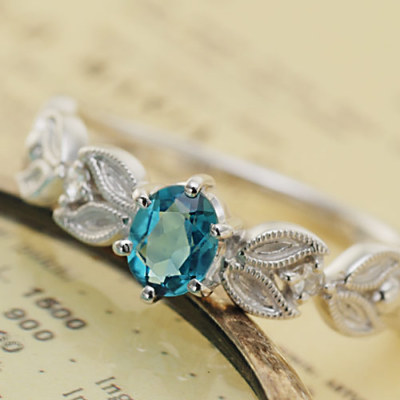 マリンブルー”トルマリンxローズカットダイヤリング「ファヤージュ