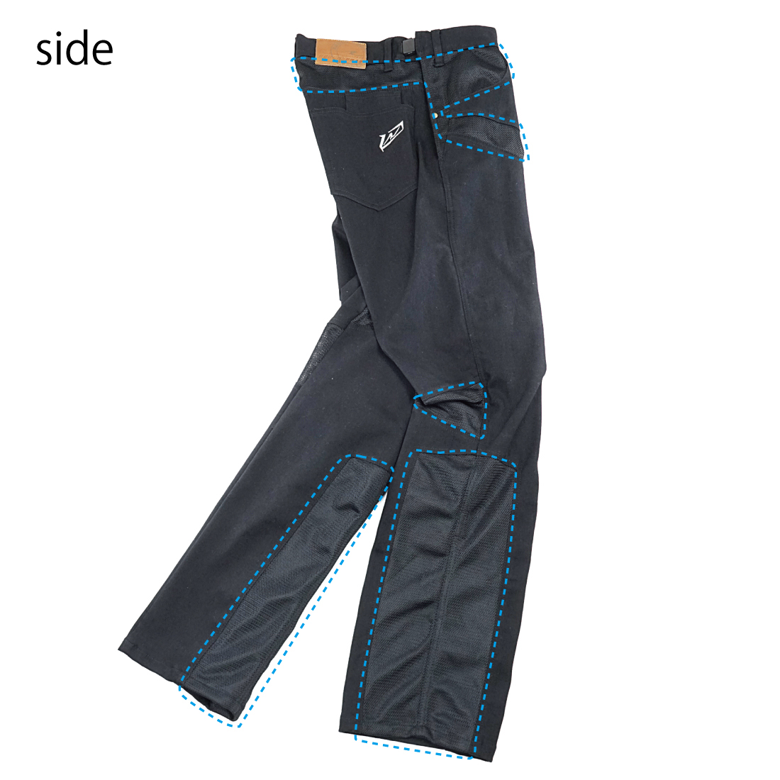 RR7509LF ハーフメッシュストレッチブラックデニムパンツLF | ラフ＆ロード