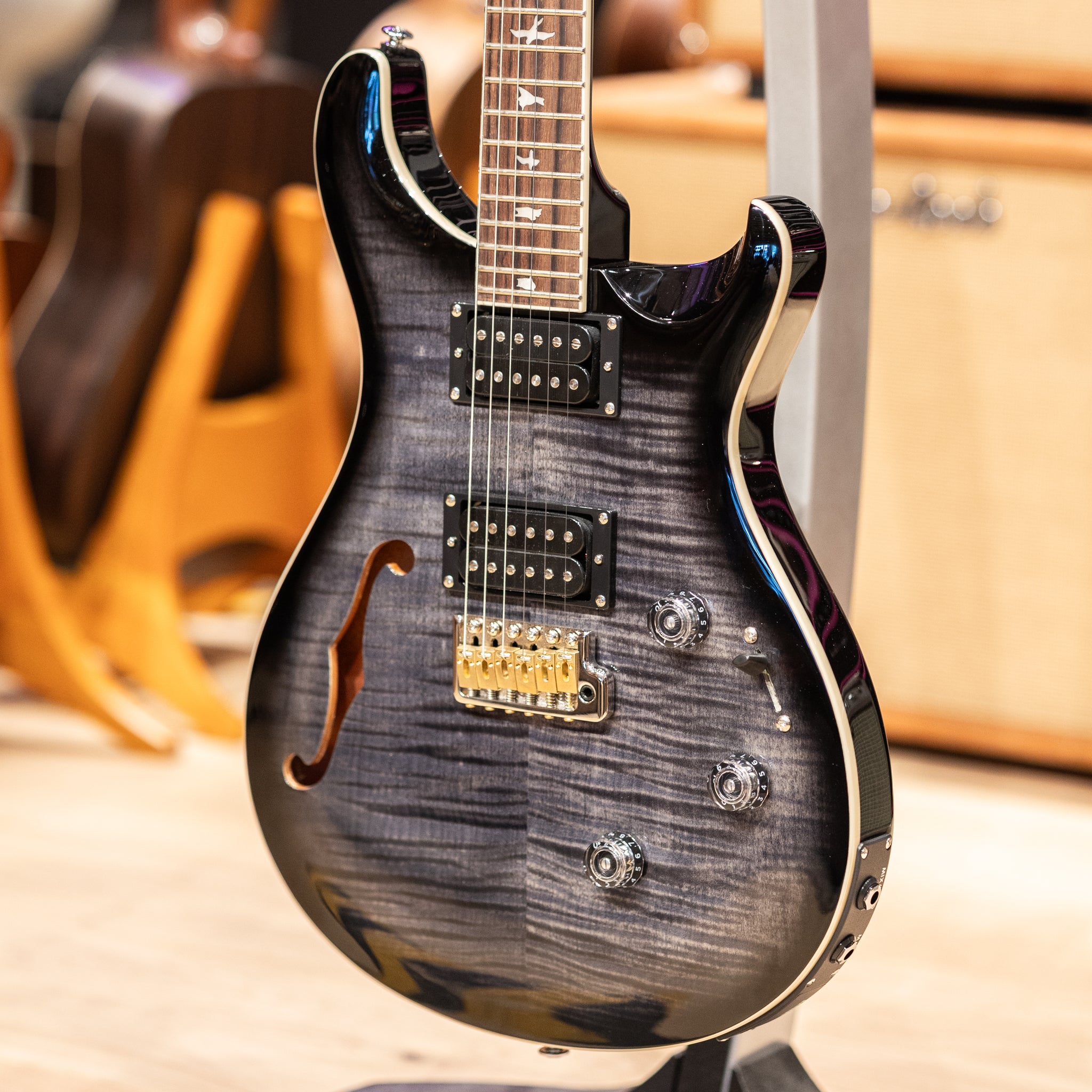 PRS SE Custom 24 Semi-Hollow Piezo - Charcoal Burst – Round Hill