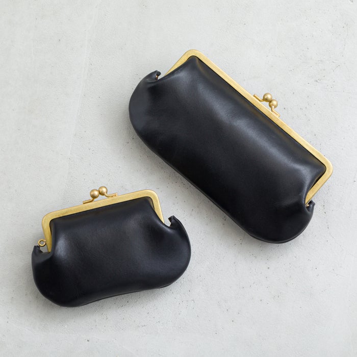 N25 レザーがま口ウォレット（ブラック・大）