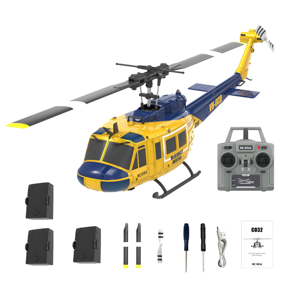 C032 1/48 Scale UH-1 Huey 2.4G 6CH Flybarless RC Helicopter | RTRhobby