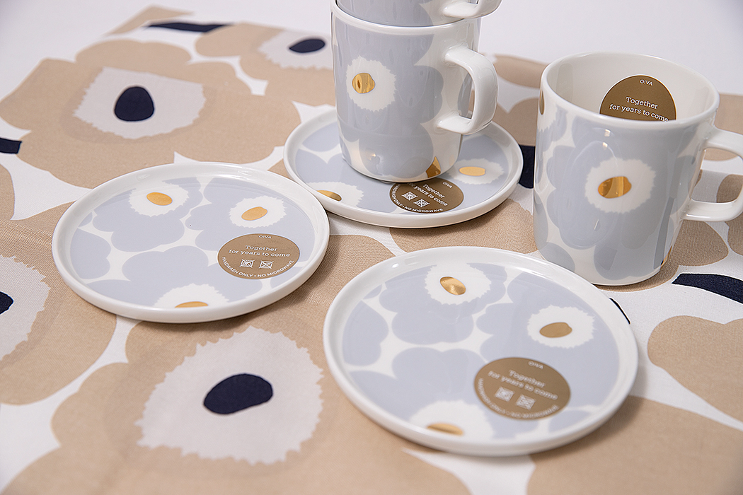 マリメッコ プレート13cm /ウニッコ/アイシーグレー×ゴールド｜北欧