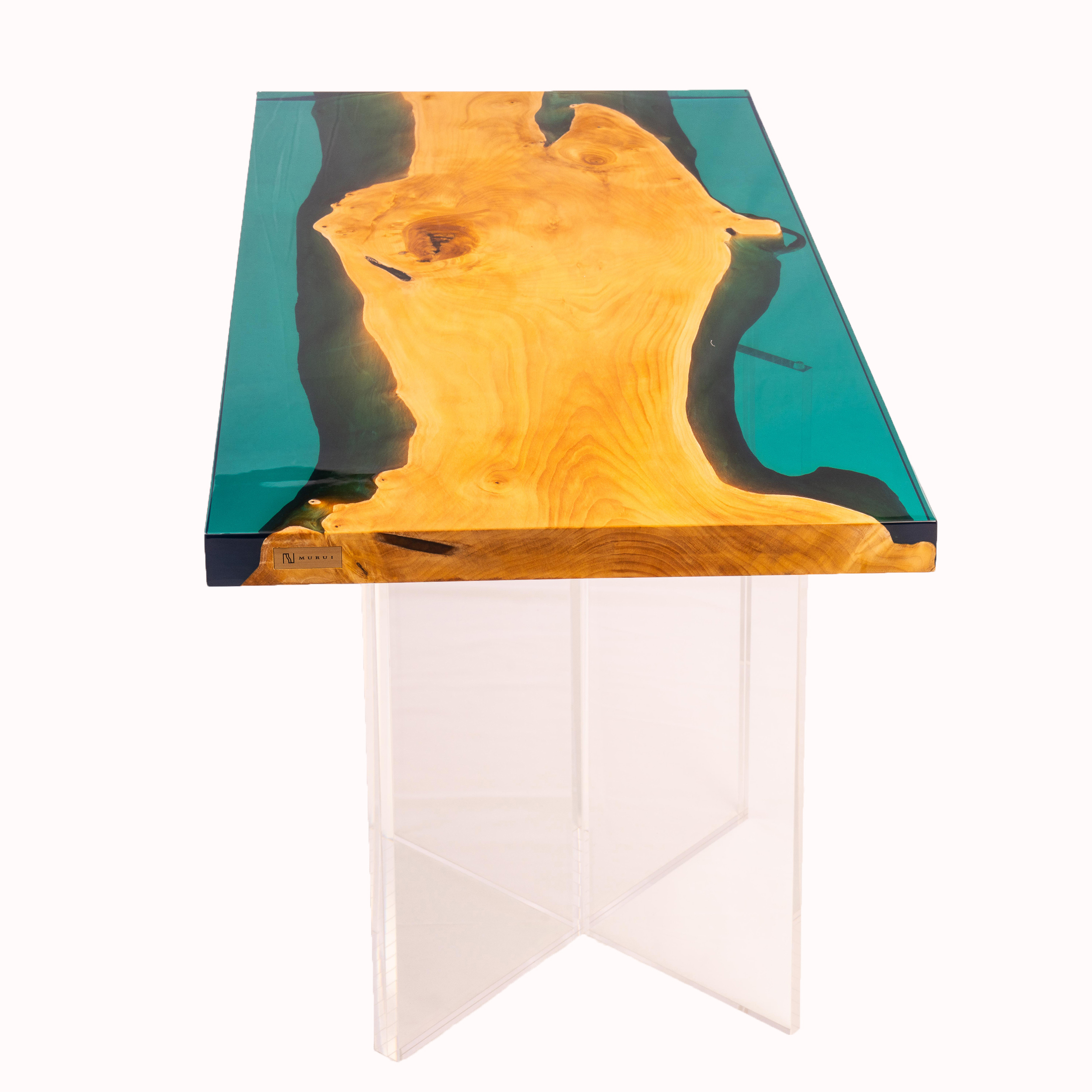 イチョウ 銀杏（イチョウ）レジンテーブル 〜120cm〈2人掛け