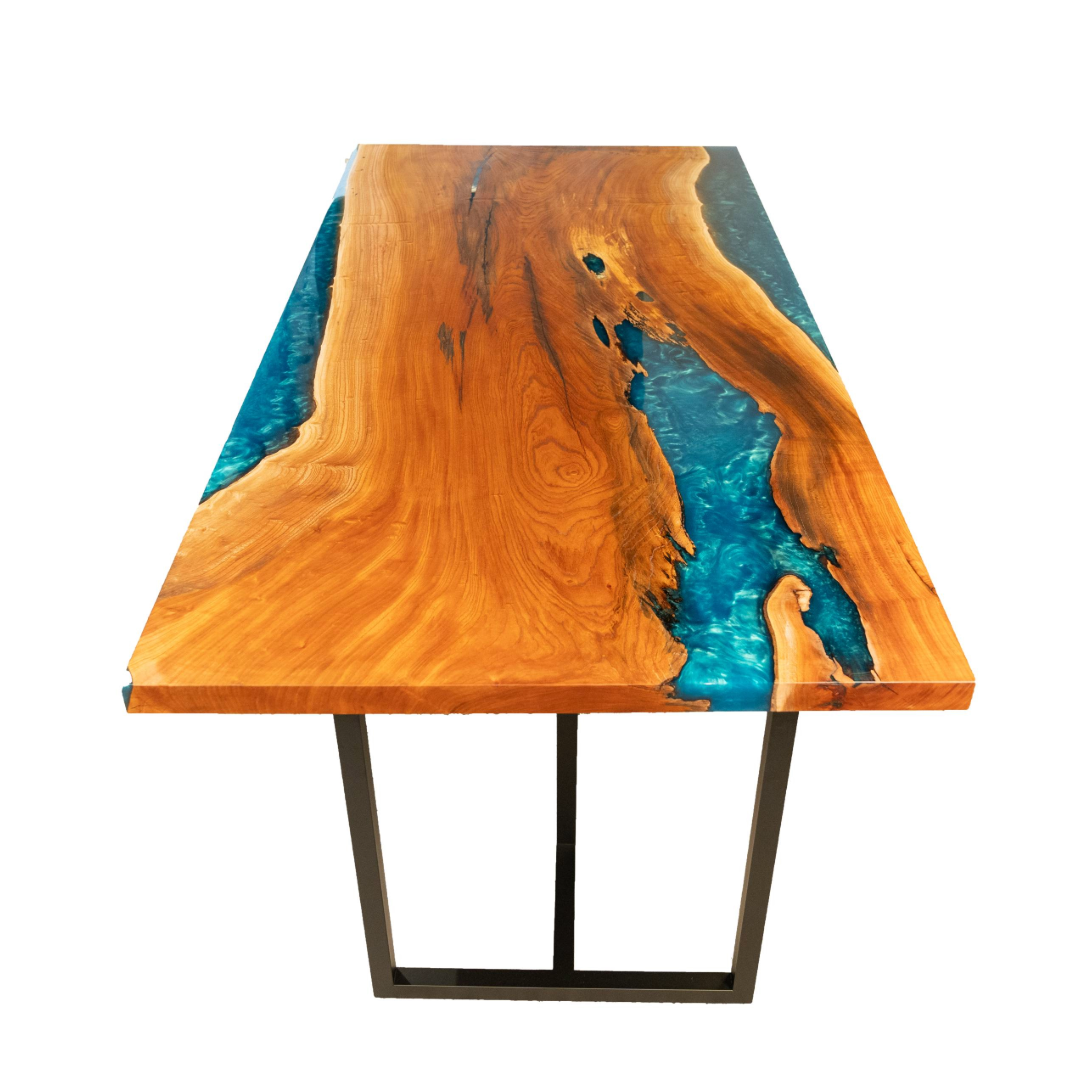 欅〈ケヤキ〉 欅（ケヤキ）レジンテーブル 181cm〜〈6人掛け以上