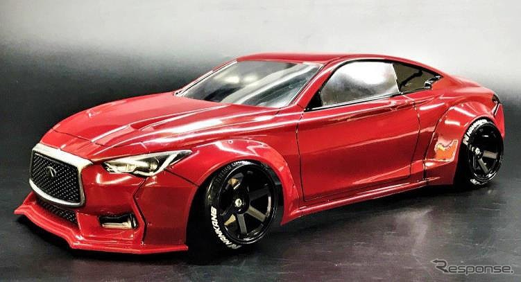 フルエアロ インフィニティ Q60、1/10電動RCカー用ボディでR31ハウス
