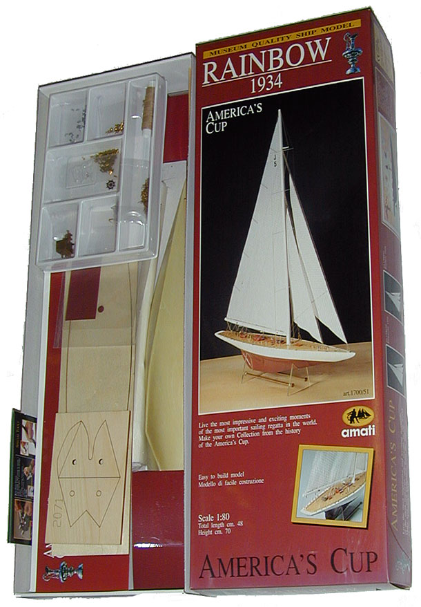 Rainbow America's Cup 1934 Model Boat Kit by Amati - Solid Wood Hull