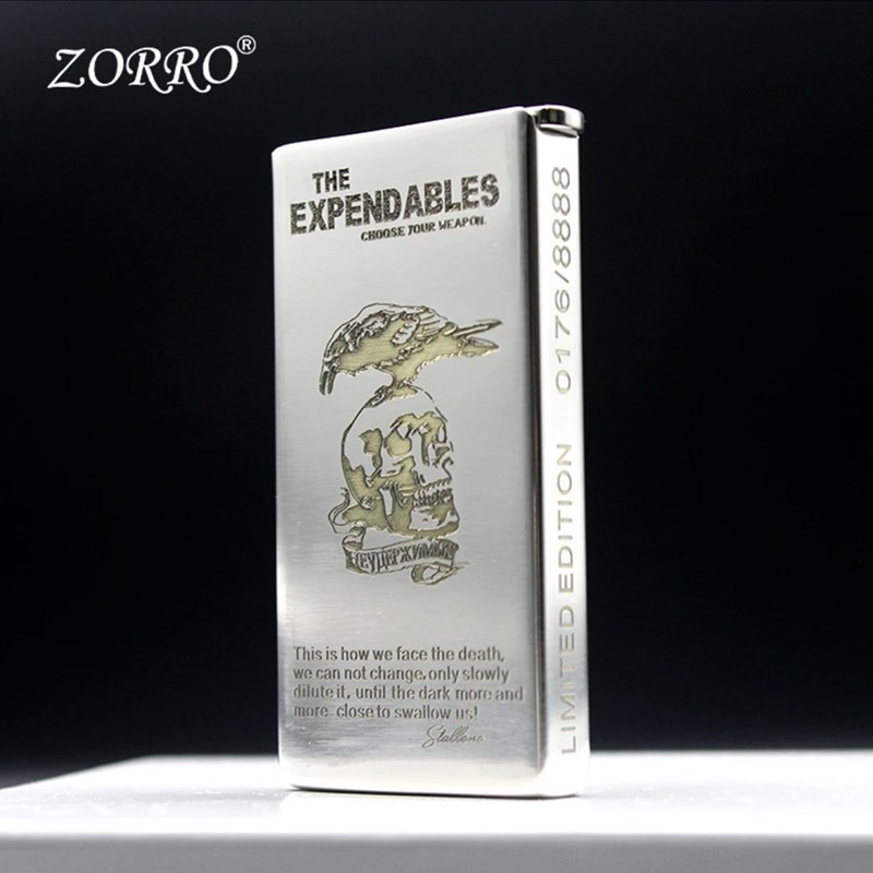 ZORRO Kerosene Lighter - Etched Brass Deep Carving Lift 753