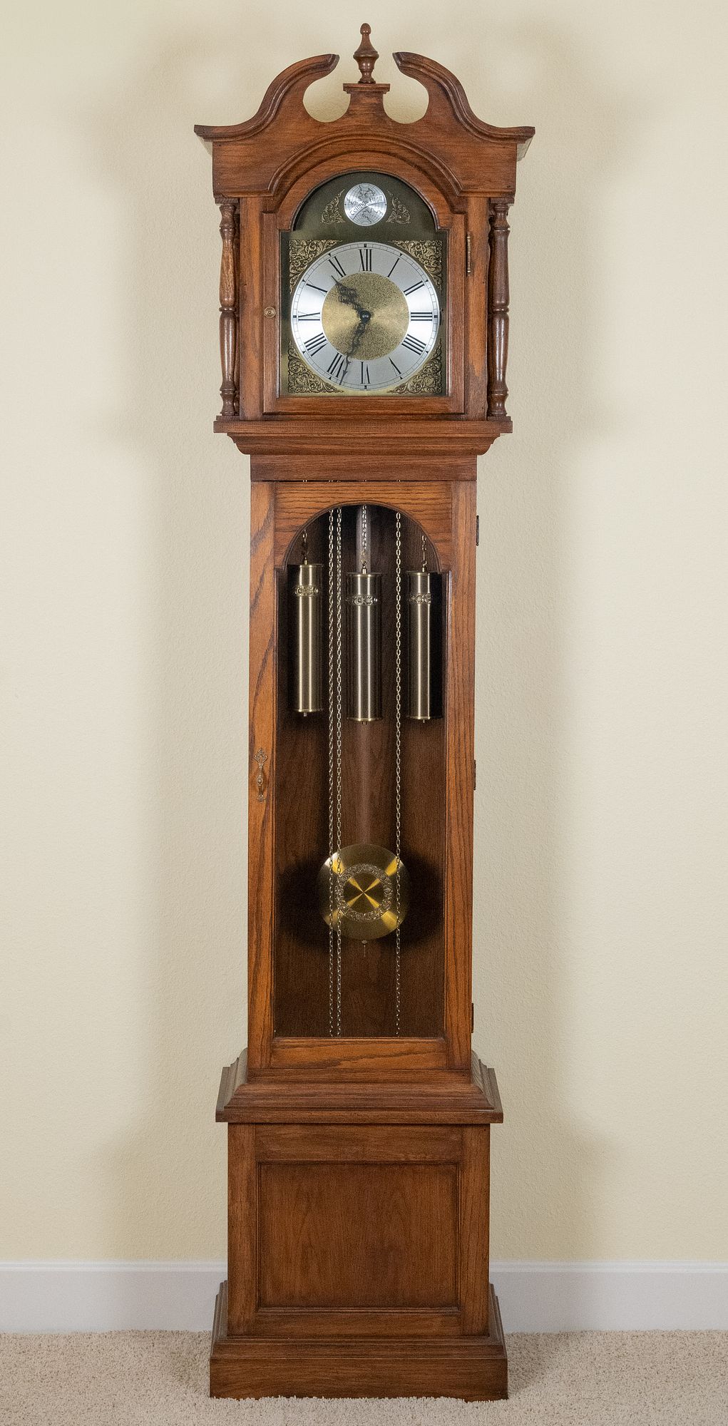 Vintage Western German Seth Thomas Tempus Fugit Grandfather Clock