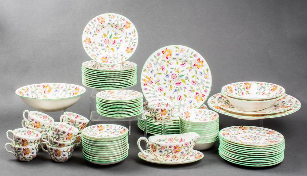 Minton Haddon Hall Bone China Dinner Svc. for 12 sold at auction