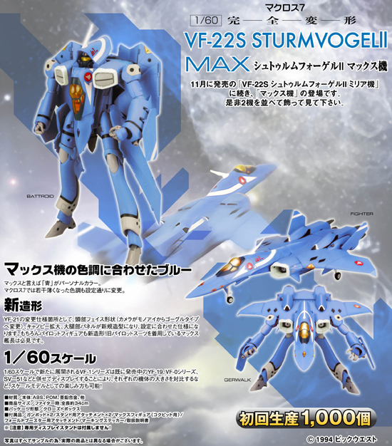 やまとマクロスシリーズ 1/60 完全変形 VF-22S シュトゥルムフォーゲル