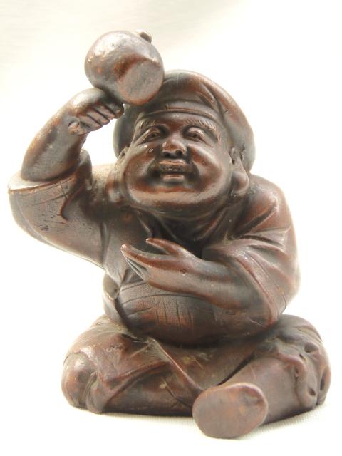 城南骨董-古備前焼 七福神 座大黒天 森製陶所 1126