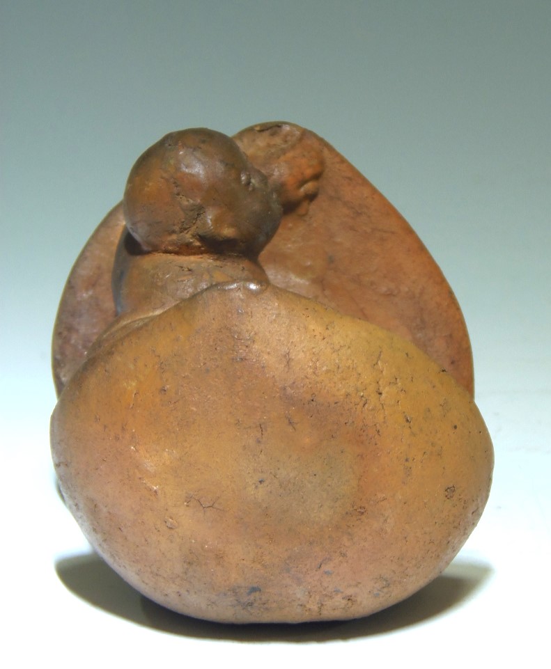 城南骨董-古備前焼 置物 桃太郎