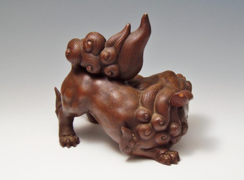 城南骨董-備前焼 置物 獅子 木村桃蹊堂 238