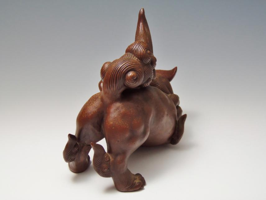 城南骨董-備前焼 置物 獅子 木村桃蹊堂 238