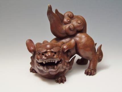城南骨董-備前焼 置物 獅子 木村桃蹊堂 238