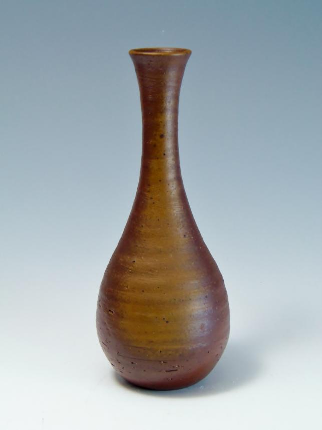 城南骨董-備前焼 鶴首花瓶 七十七代 金重利陶苑 陶弘 330