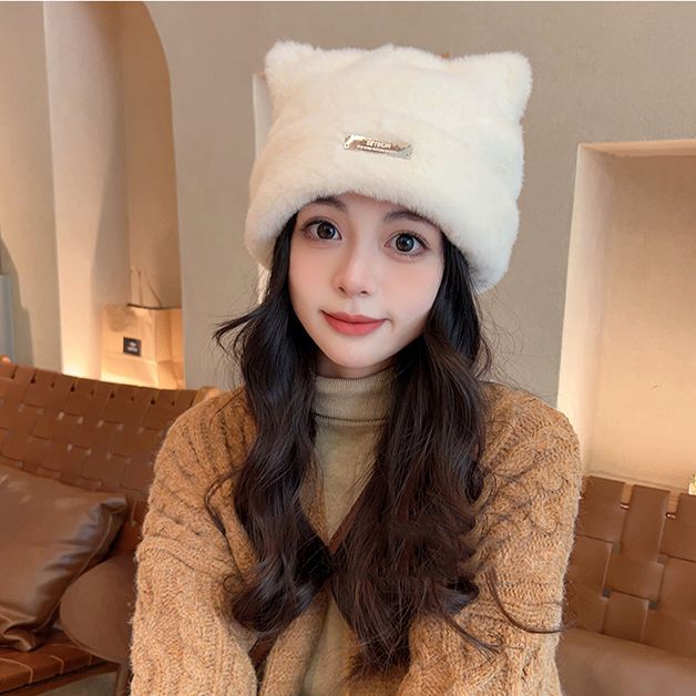 秋冬新作 レディース ハット 帽子 猫耳 ねこ ふわもこ ニット帽 ボア