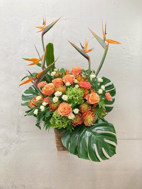 オレンジ系おまかせアレンジメント O-29（カラー：オレンジ）｜ダリア