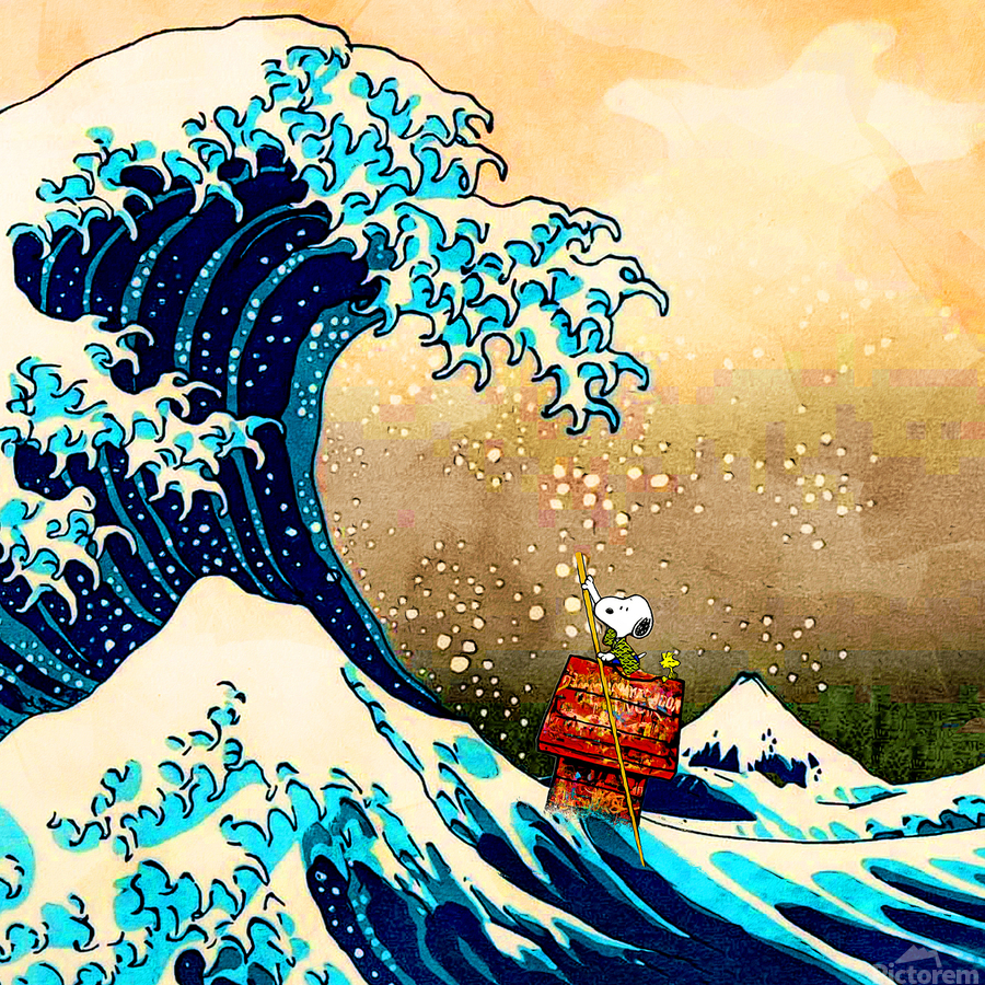 Snoopy La grand Vague II by Benny Arte Wall Art