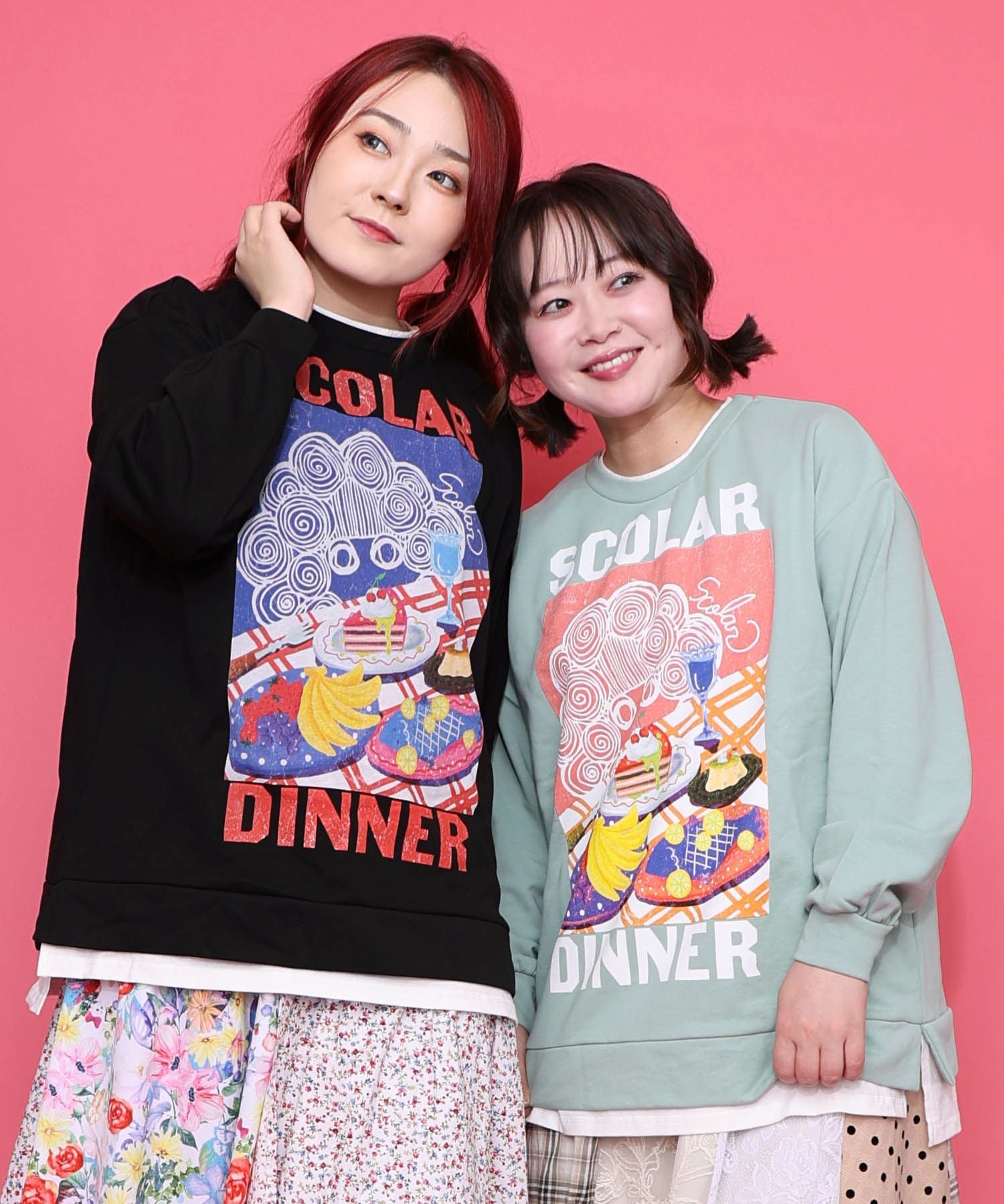 161610：スカラーちゃんの夕食柄レイヤード風配色プルオーバーの通販