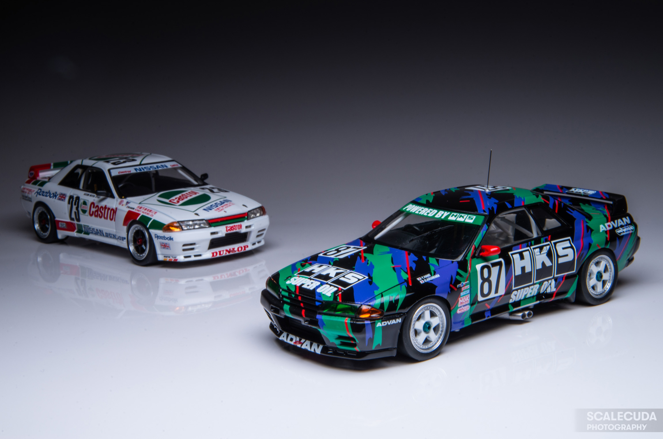 HPI 1/43 HKS R32 #87 JTC 1993 & Castrol R32 #23 1990 Macau Winner