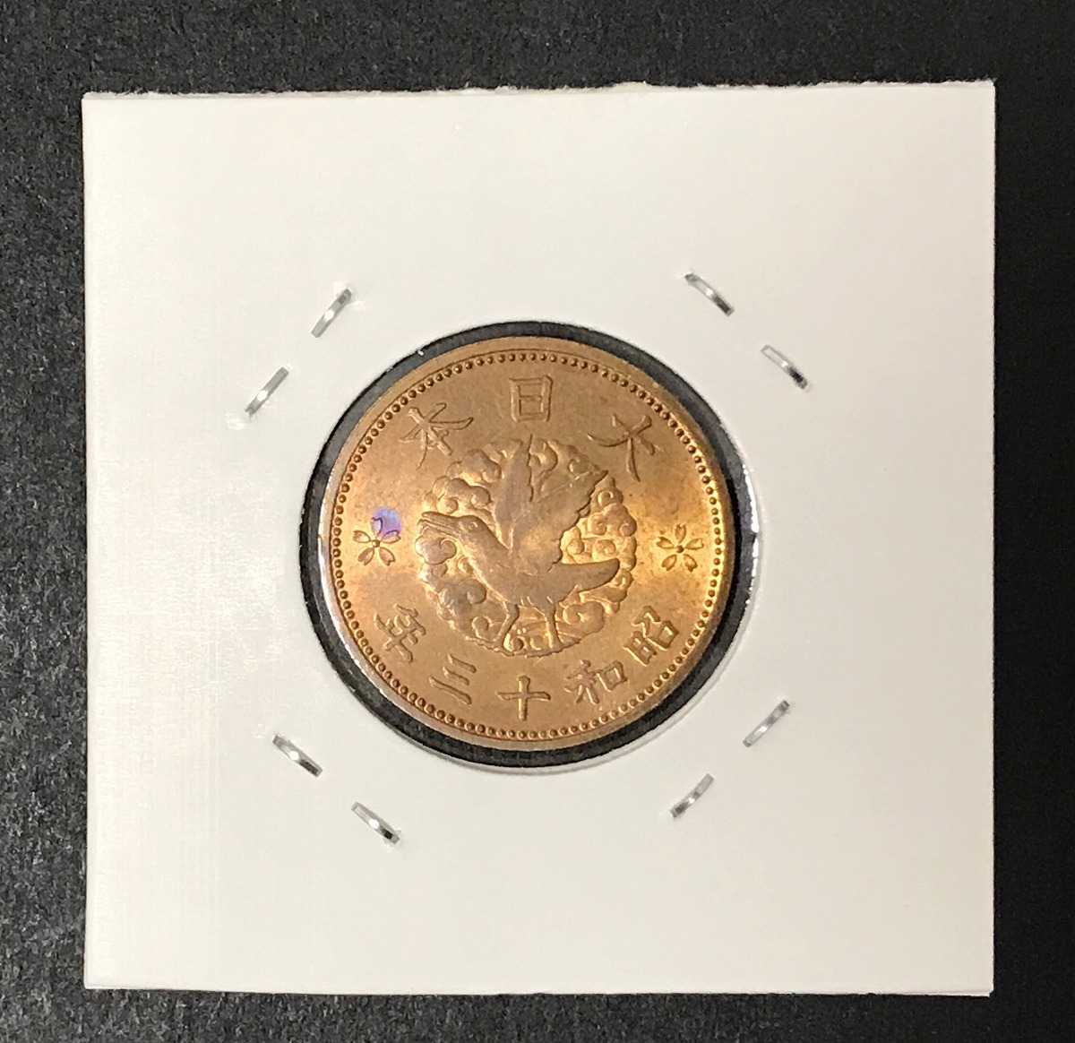 昭和13年(1938) カラス1銭黄銅貨 φ23.03/3.75g 極美品(軽いトン