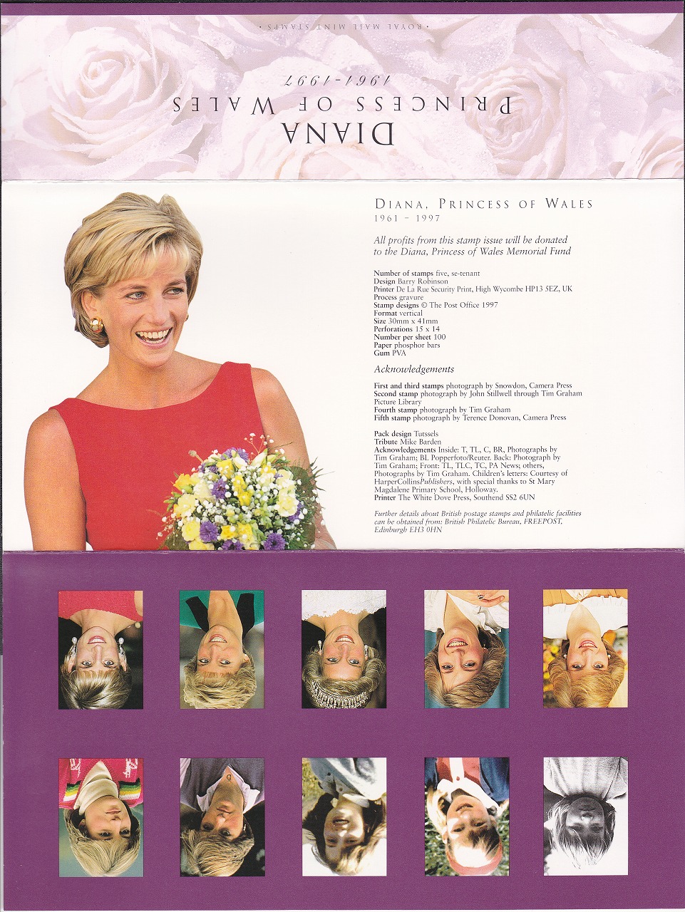 イギリス切手 ダイアナ妃 記念切手5枚シート帳 未使用 | 収集ワールド