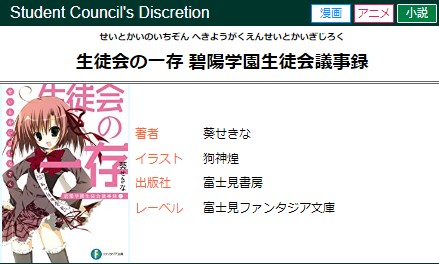 生徒会の一存 碧陽学園生徒会議事録 キャラクター誕生日