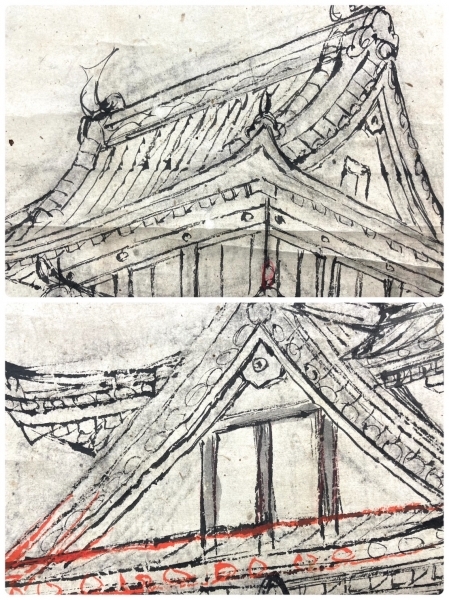 川端龍子／文化勲章受章「城の下絵」掛軸 紙本 肉筆 Ryushi Kawabata
