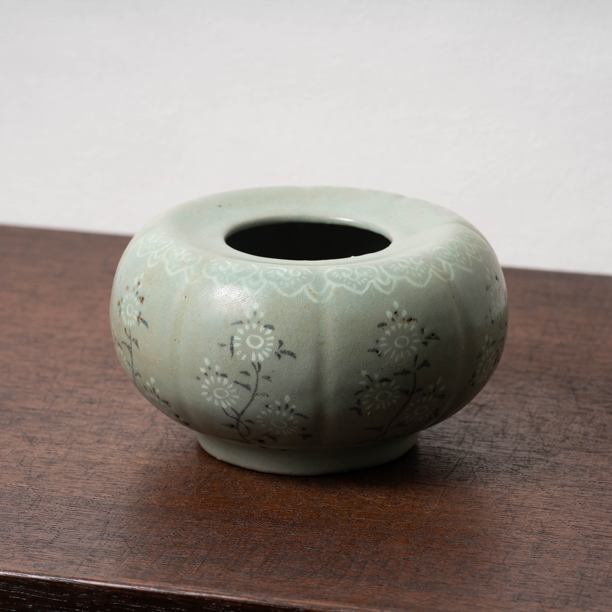 鉢□青磁氷結紋 蓋物 喰籠 高麗青磁 耳付き 直し有り 植木鉢 時代物 骨董□