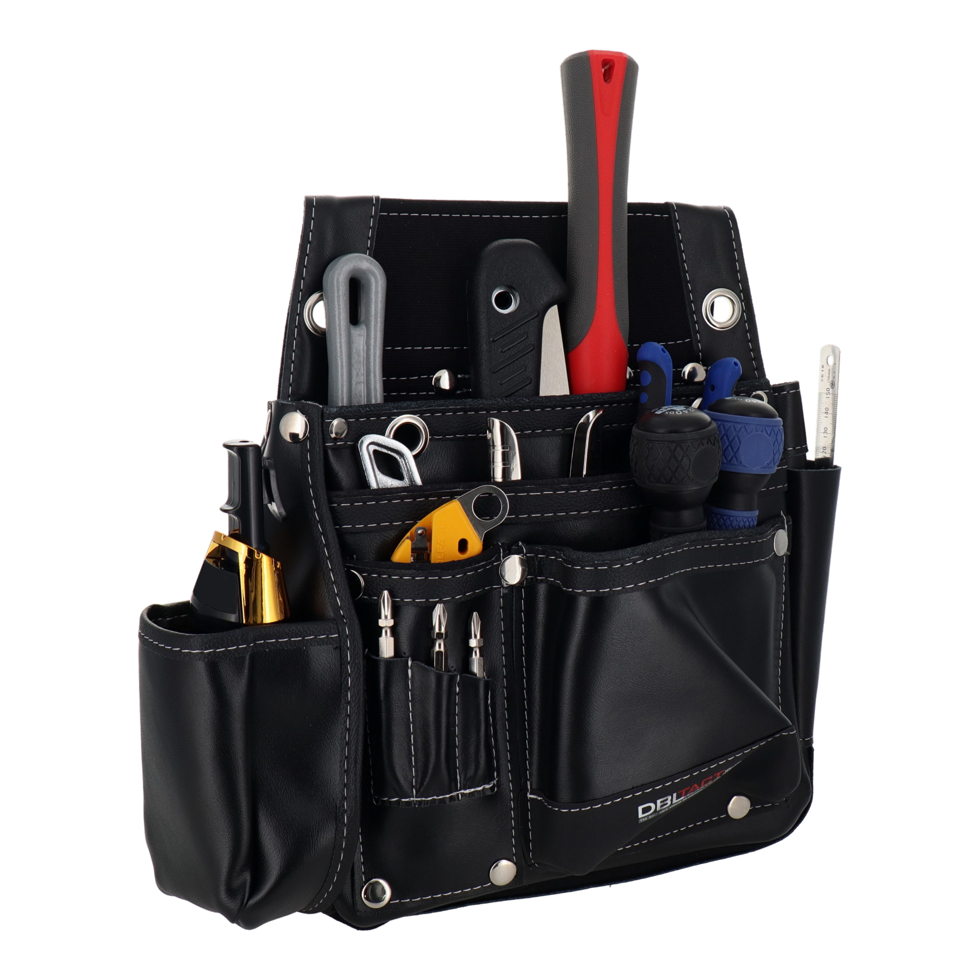 DTL-07-BK 作業ベルト・収納袋 釘袋 本革卓越 釘袋2段 ブラック｜株式