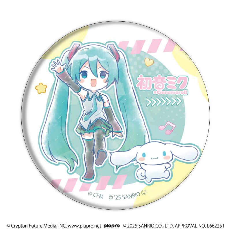 初音ミク×シナモロール｜ホログラム缶バッジ(57mm)「初音ミク