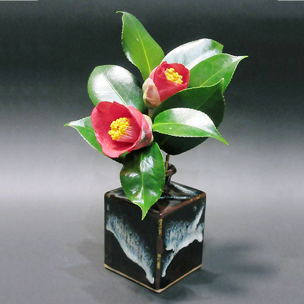 唐津焼 朝鮮唐津四方花入れ 陶器 花器 花瓶 朝鮮唐津 花 ギフト 贈り物