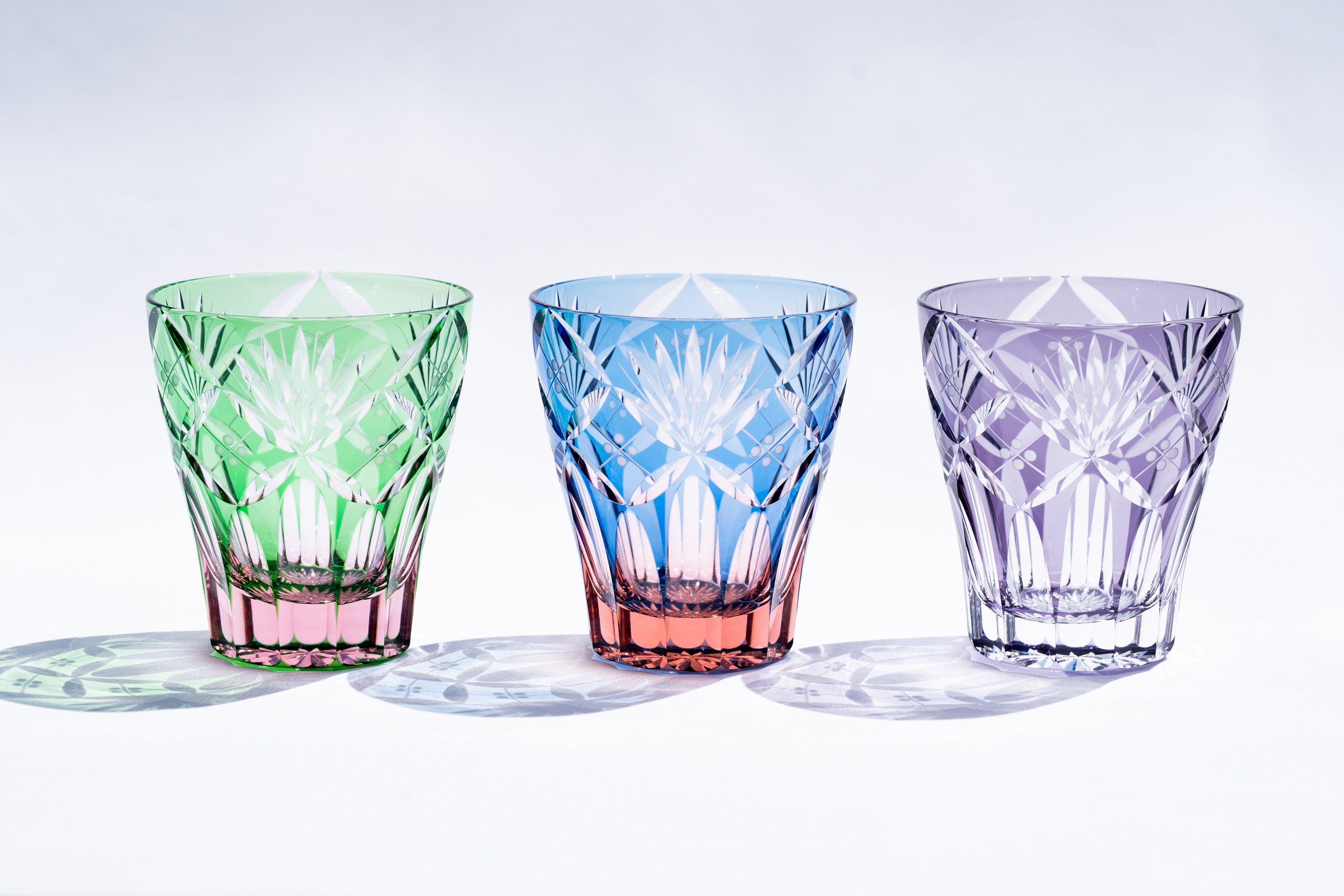 M-8573-2BP 七宝笹の葉文様 ミニオールド ペア 江戸切子 直販限定品