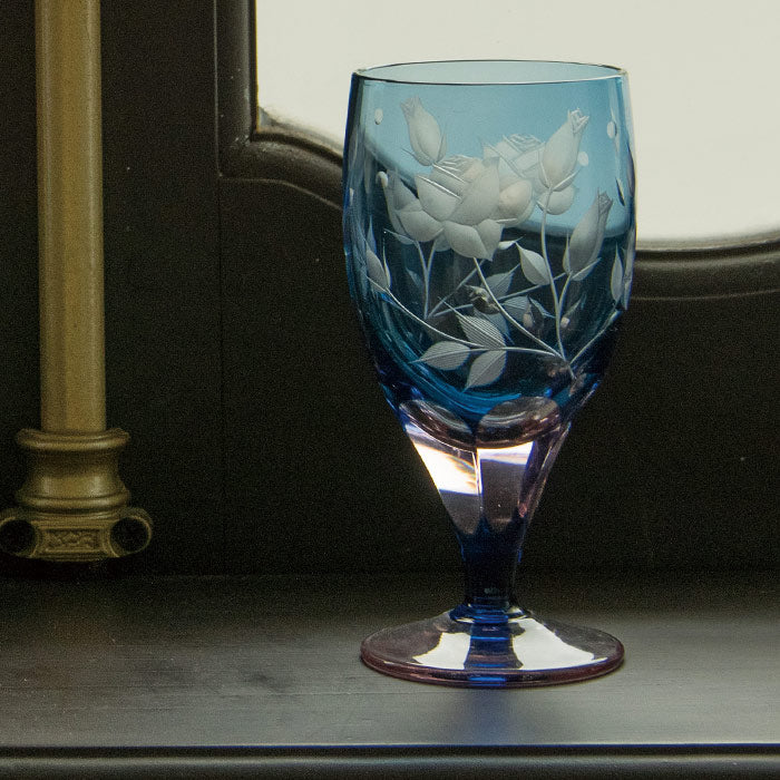 M-6081-BP 薔薇文様 足付ビール杯 ブルーピンク – 硝子工房 彩鳳