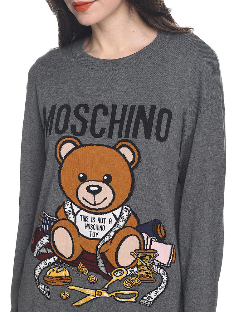 MOSCHINO (モスキーノ) ベア クルーネック ニットワンピース TEDDY