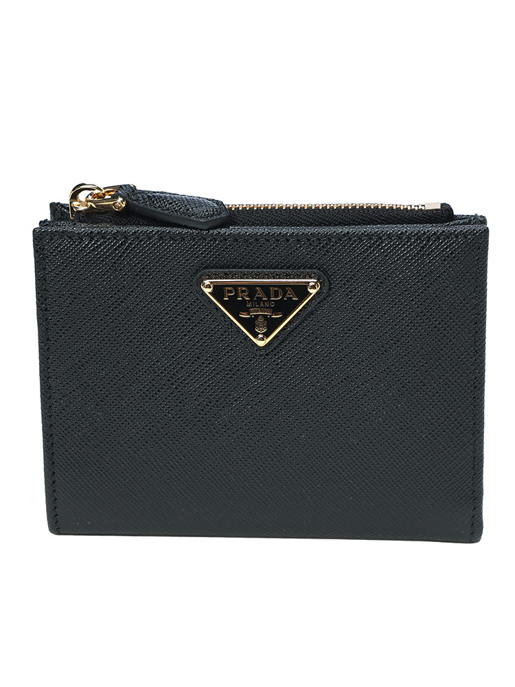 PRADA (プラダ) レザー プレートロゴ 二つ折り 財布 PR2ML049QHH