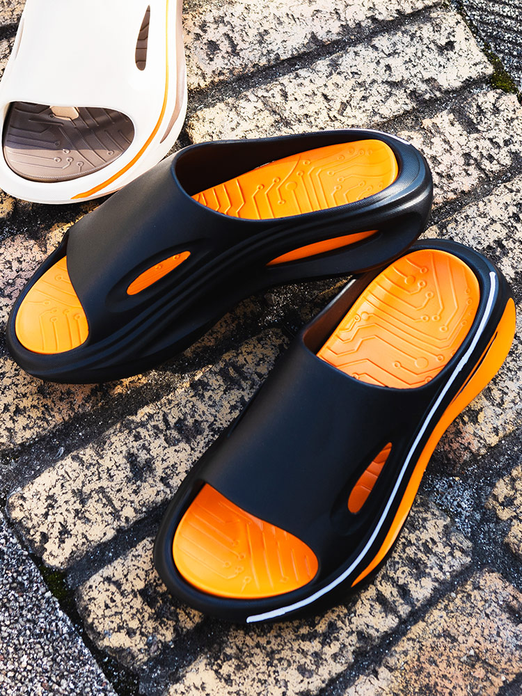 ライトクッションサンダル 幅広甲高 排水 バイカラー シューズ