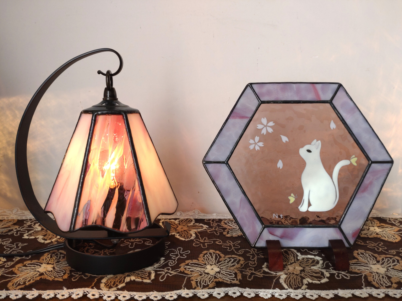 ☆最終値下げ☆ステンドグラスランプ 照明 豊本善隆先生作品 最終