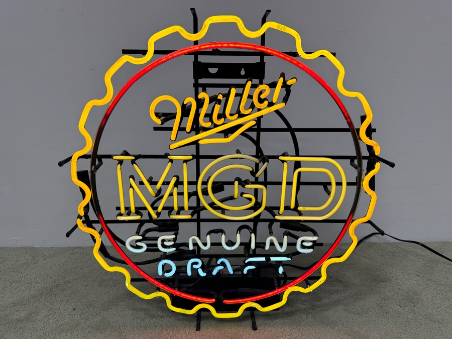 Vintage Miller Genuine Draft MGD Beer Neon Sign 30'W X 31'H X 6'D