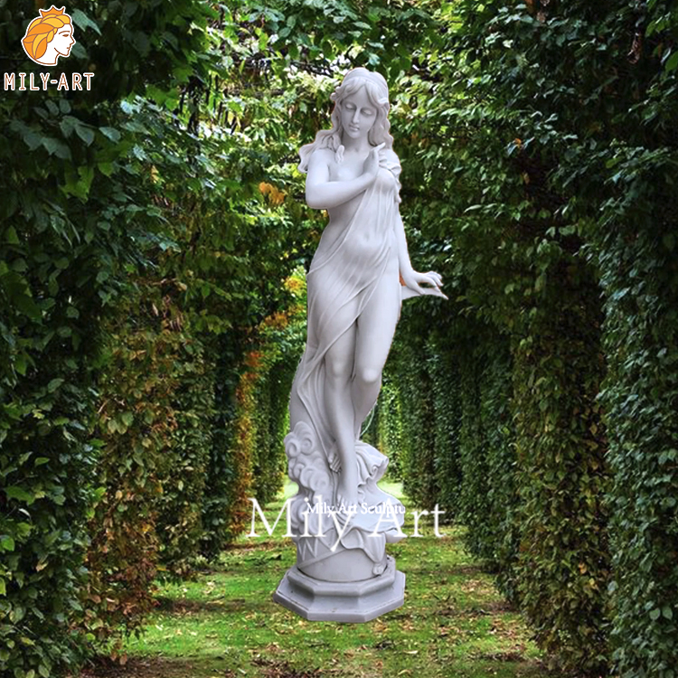 アウトドア ガーデン ライフサイズ 女性像 大理石製の美しい彫刻