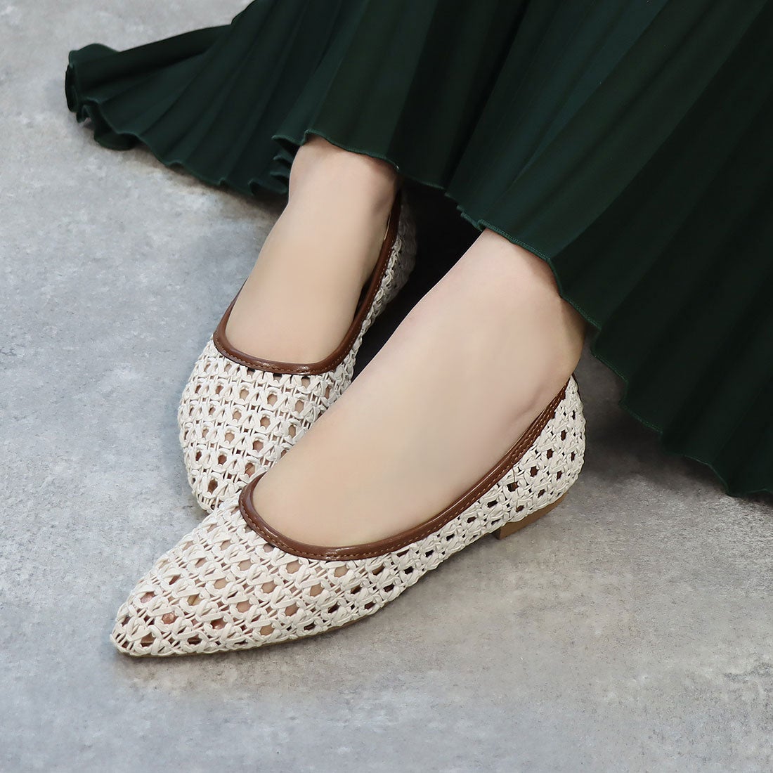 ブリジット バーキン Bridget Birkin 編みメッシュフラットシューズ