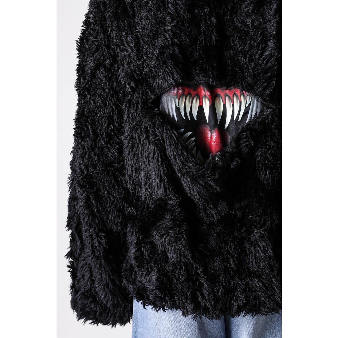 ダブレット doublet Sinister Mouth Faux Fur Jacket （Black） -FASCINATE
